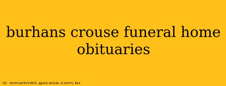 burhans crouse funeral home obituaries