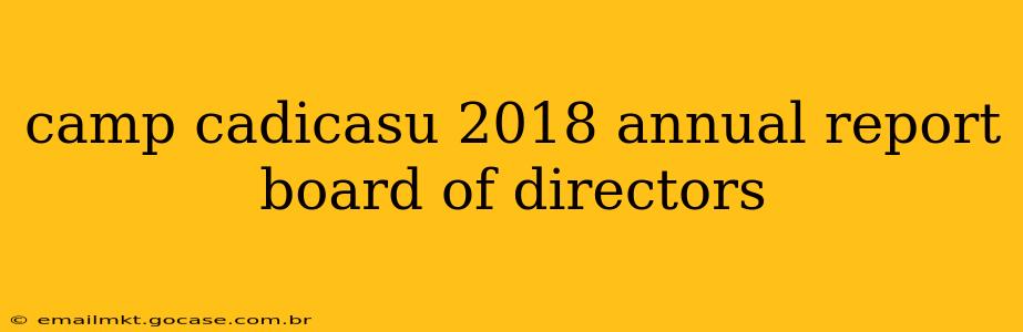 camp cadicasu 2018 annual report board of directors