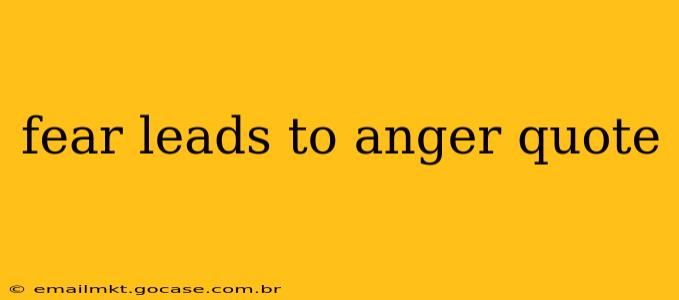 fear leads to anger quote