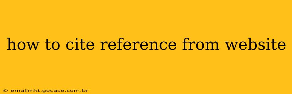 how to cite reference from website