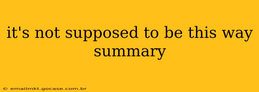 it's not supposed to be this way summary