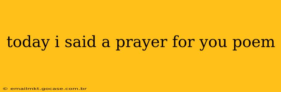today i said a prayer for you poem